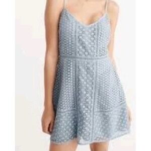 ABERCROMBIE & FITCH Eyelet Gray Blue Lace Dress‎ Size XS